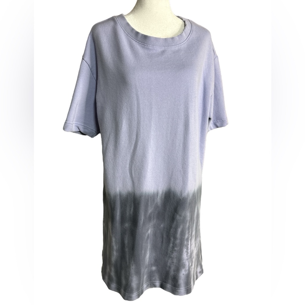 Zella Tie Dye Cotton Dress, Pull over, Ribbed Around Collar Lavender /Gray, Sz L